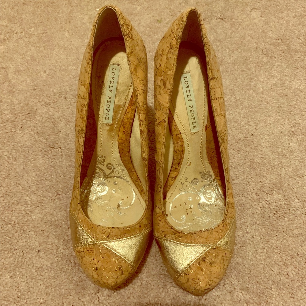 Lovely People Like New Cork + Gold Heels